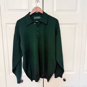 VTG Tundra Canada 100% Merino Wool Polo Sweater Green XL